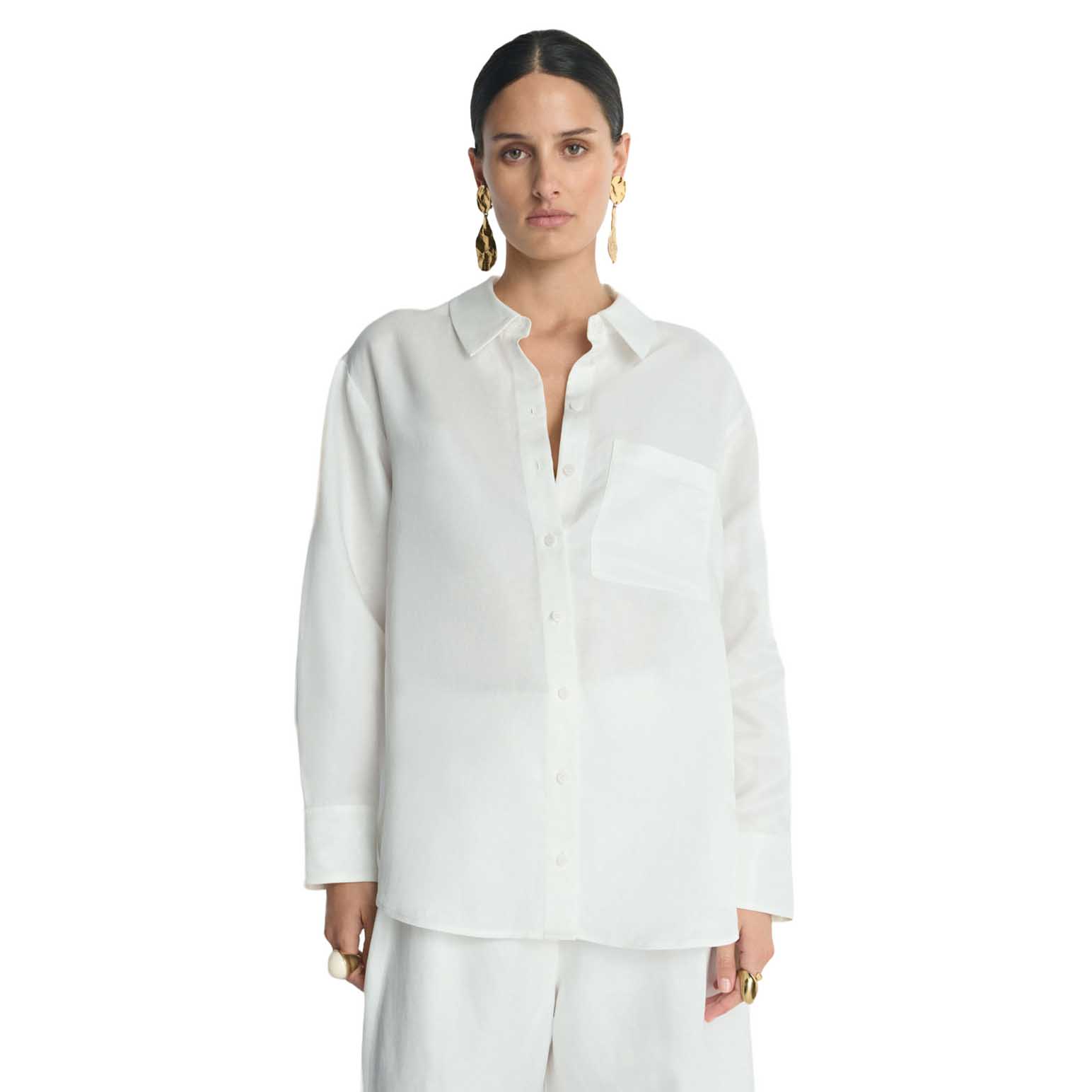 Veronika Maine Drapey Viscose Linen Relaxed Shirt